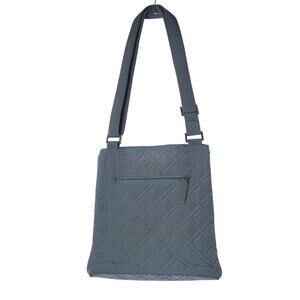 Gray quilted fabric Vera Bradley crossbody purse bag interior pattern lining